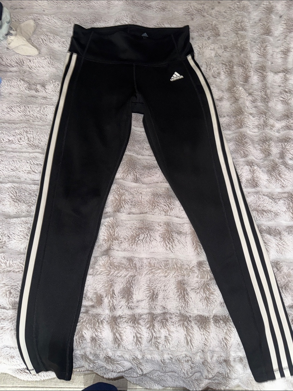 adidas Black Leggings with White Side Stripes